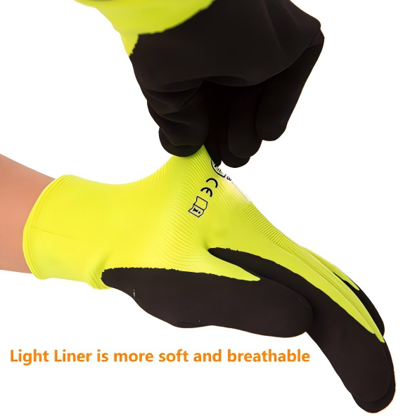 13G Polyester Fluorescent Yellow Hi Vis Sandy Nitrile Coated Oil Resistant Work Gloves 2