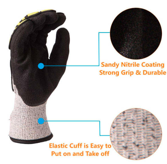 Custom TPR Cotton Construction Industrial Impact Gloves Oilfield Mining Anti Cut Gloves 3