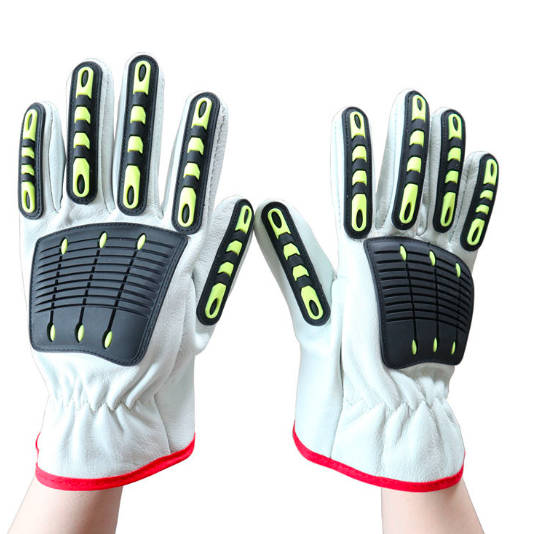 TPR Impact Cut Resistant Level 5 Protection Drivers Leather Protection Safety Gloves
